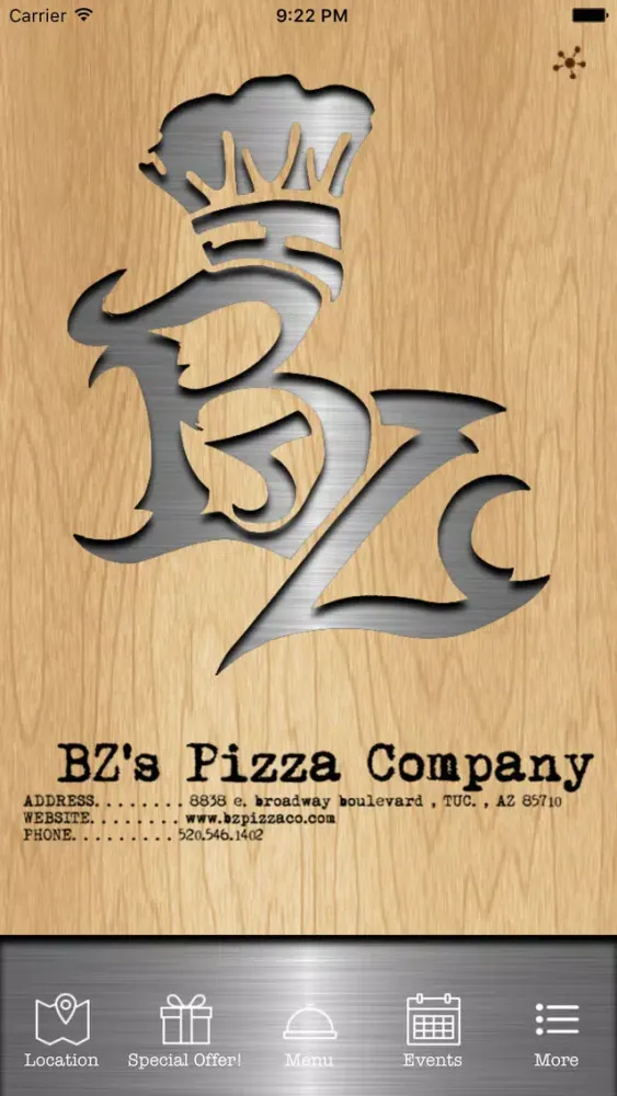 Tangkapan skrin BZ's Pizza Company