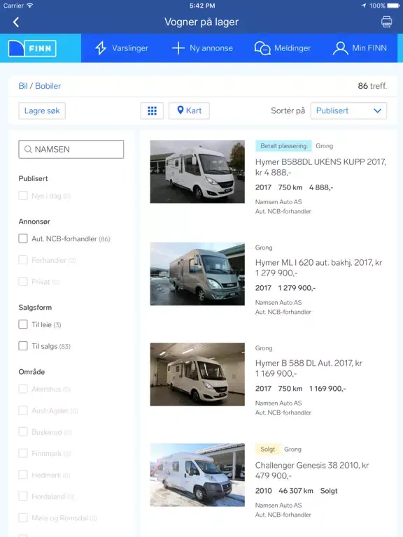 Namsen Auto AS iPad  Screenshots