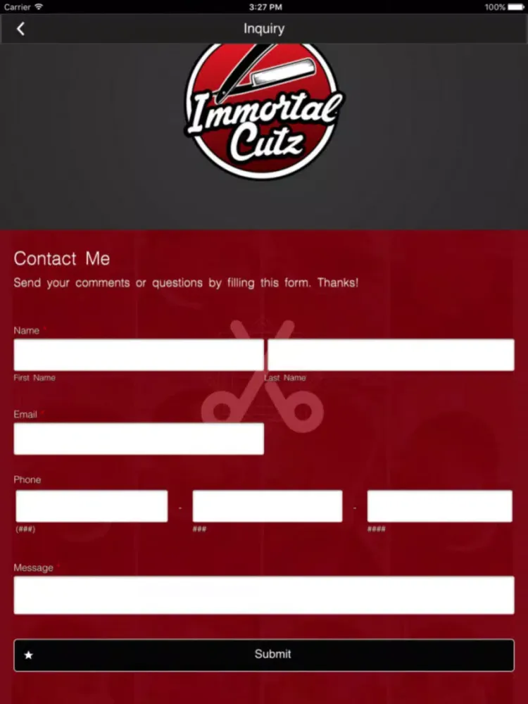 Immortal Cutz Booking iPad  Screenshots
