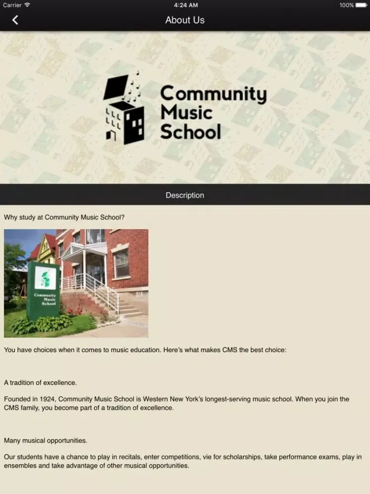 Community Music School of Buffalo iPad  Ekran Görüntüleri