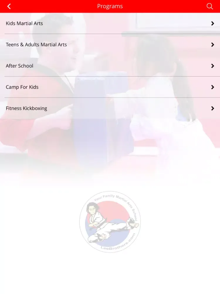 Ảnh chụp màn hình của Lee Brothers Martial Arts iPad 