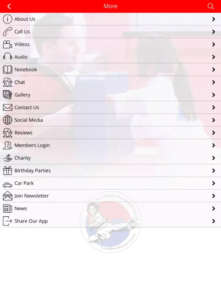 Ảnh chụp màn hình của Lee Brothers Martial Arts iPad 