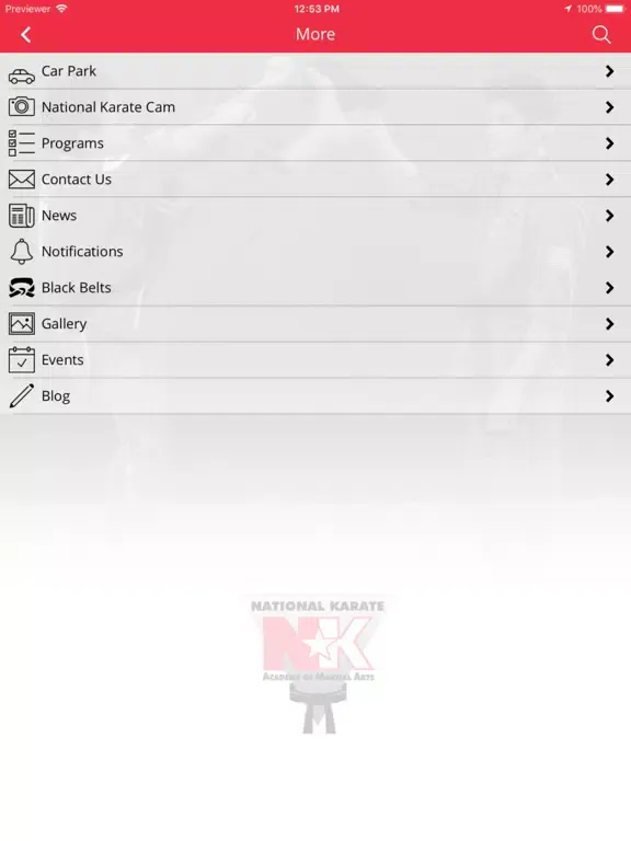 Ảnh chụp màn hình của Hopkins National Karate iPad 