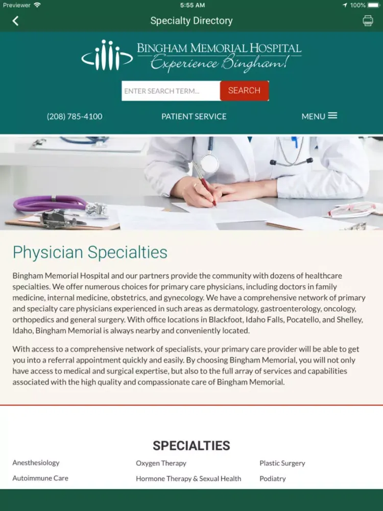 Captures d'écran de Bingham Memorial Hospital iPad 