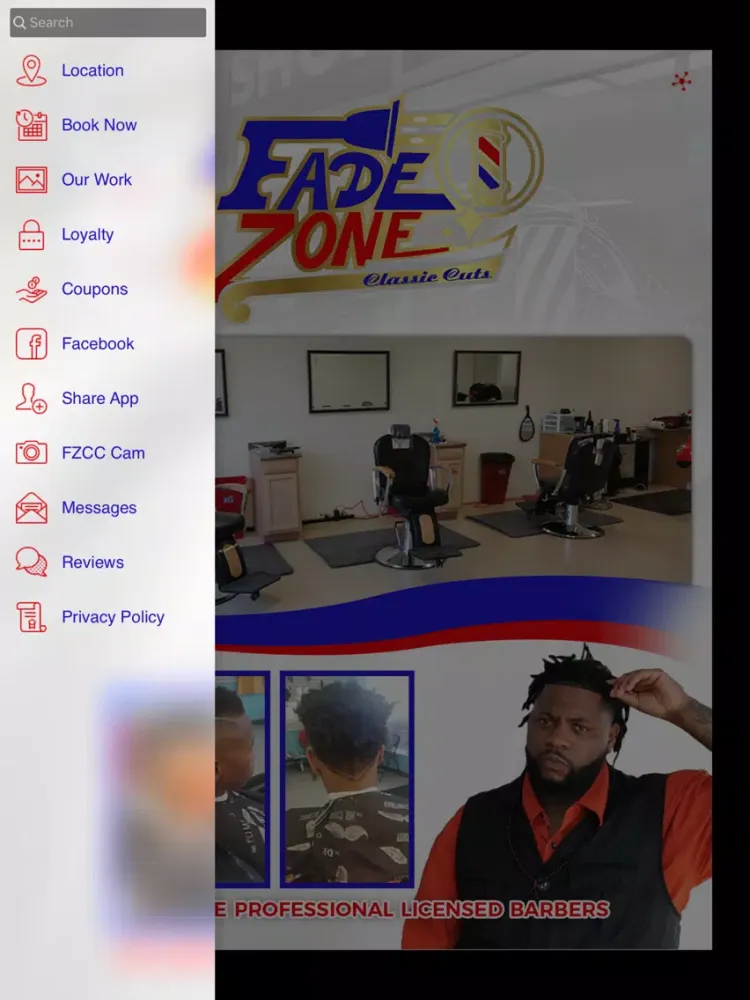 Fade Zone Classic Cuts Barbershop iPad 应用截图