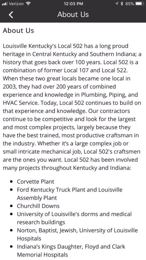 UA Local 502 Screenshots