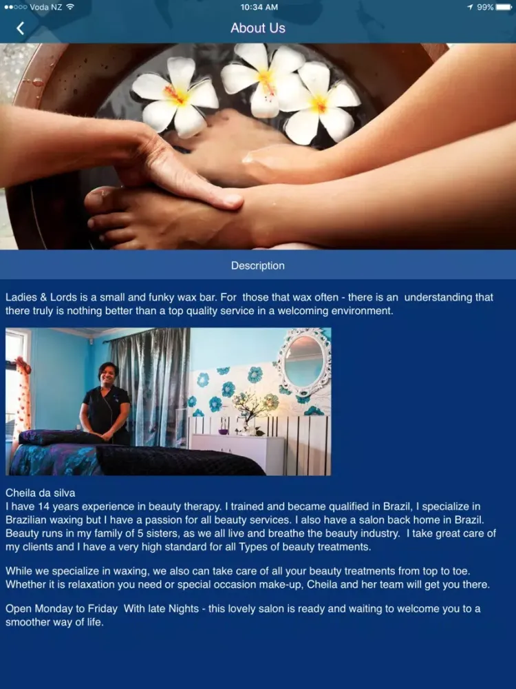 Ảnh chụp màn hình của Ladies & Lords Beauty Salon iPad 