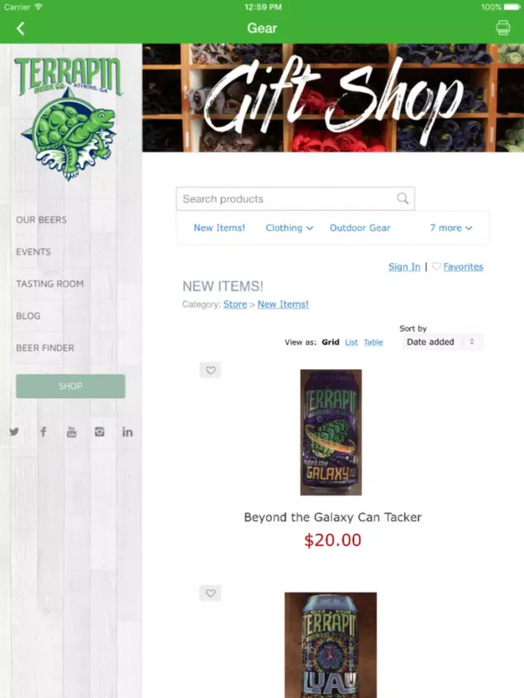 Ảnh chụp màn hình của Terrapin Beer Company iPad 