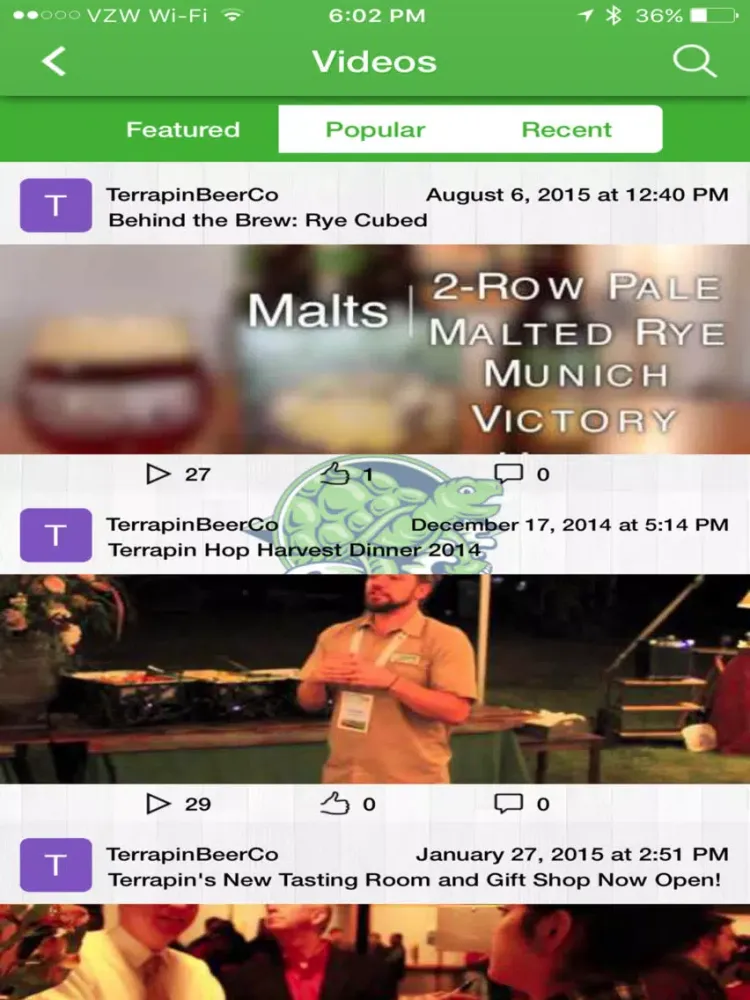 Ảnh chụp màn hình của Terrapin Beer Company iPad 