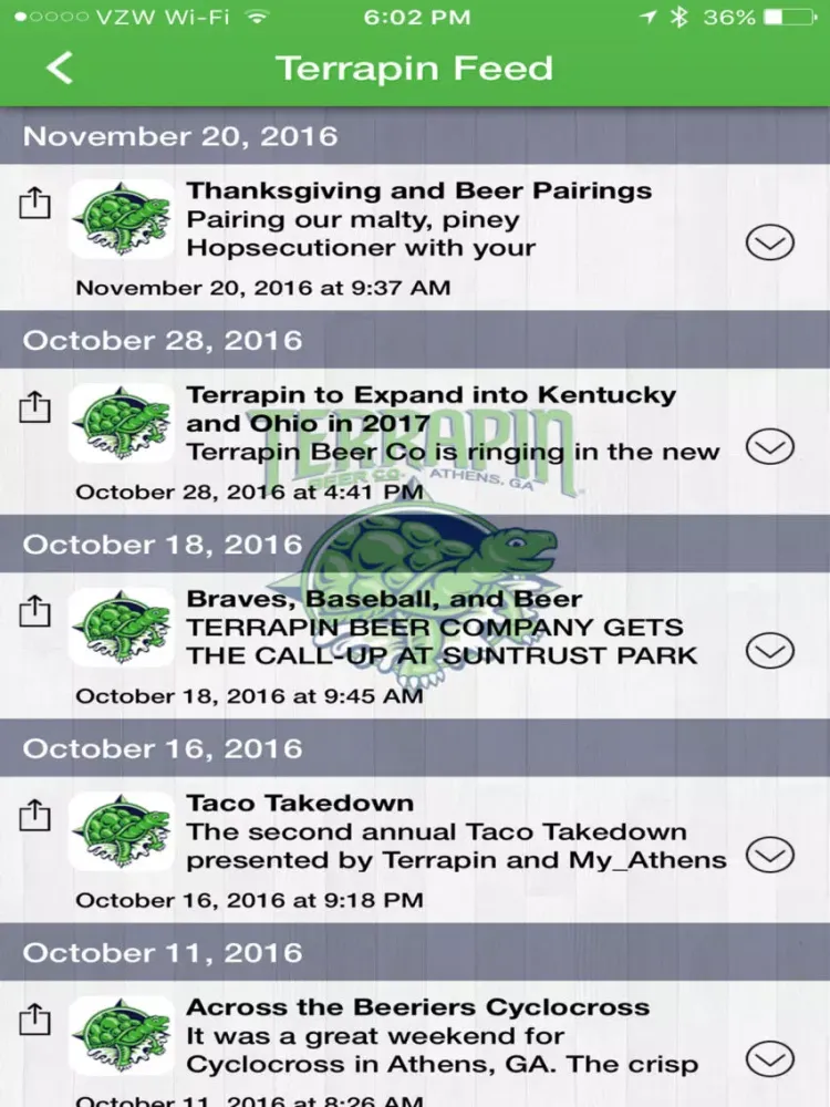 Ảnh chụp màn hình của Terrapin Beer Company iPad 
