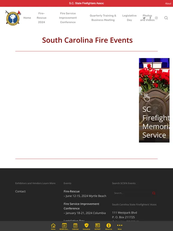 Ảnh chụp màn hình của S.C. State Firefighters Assoc iPad 