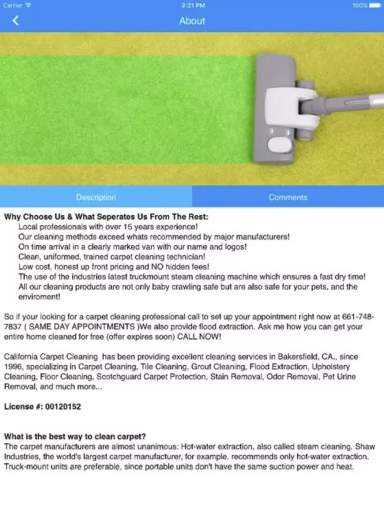 California Carpet Cleaning iPad 應用截圖