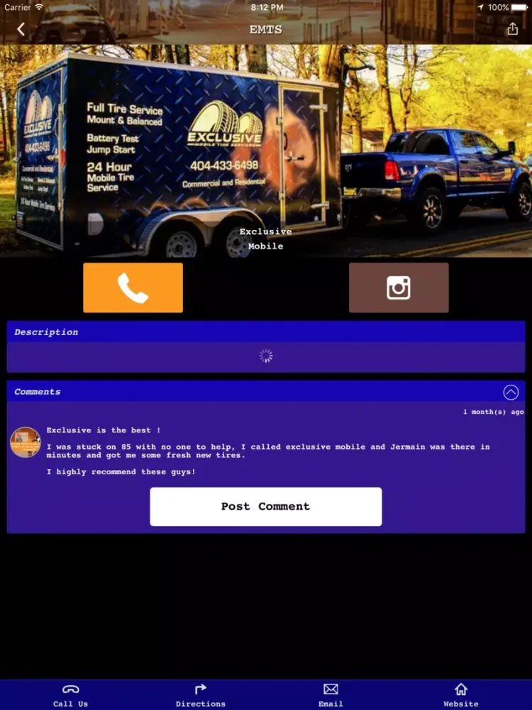 ภาพหน้าจอของ Exclusive Mobile Tire Service iPad 