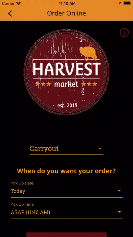 Ảnh chụp màn hình của Harvest Market.