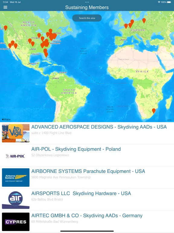 Capturas de pantalla de Parachute Industry Association iPad 