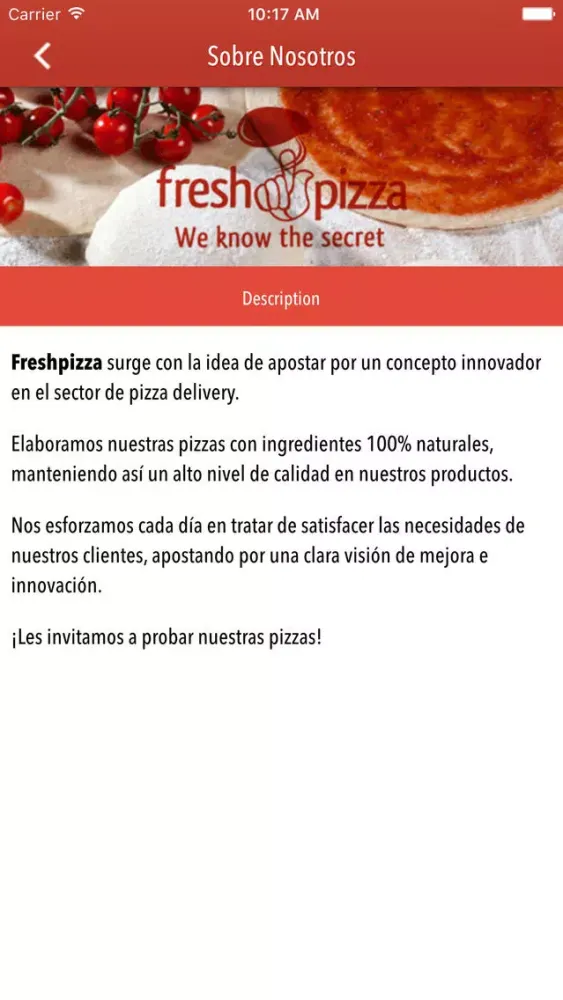 Tangkapan skrin Fresh Pizza Santander
