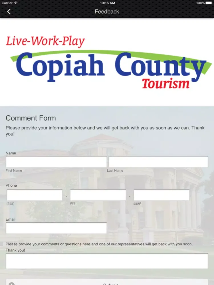 Captures d'écran de Copiah County Tourism iPad 