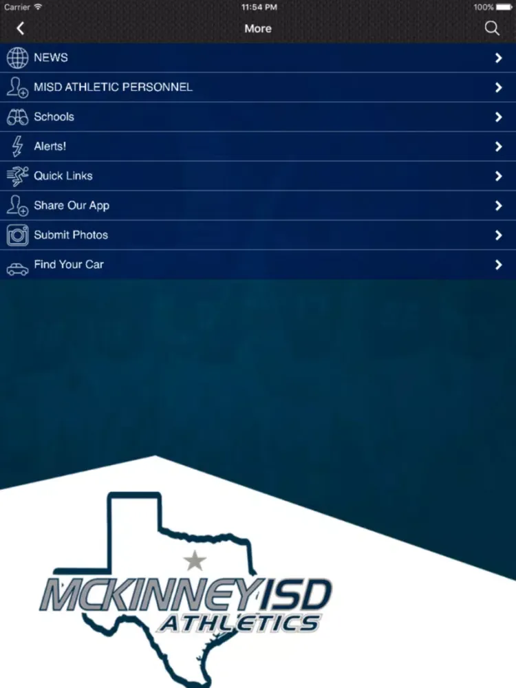 Capturas de pantalla de McKinney ISD Athletics iPad 