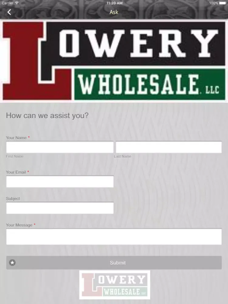 Ảnh chụp màn hình của Lowery Wholesale iPad 