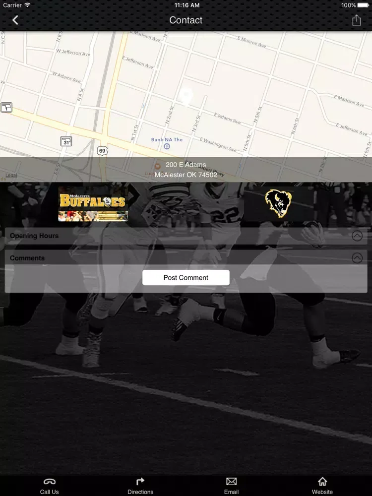Tangkapan skrin McAlester Buffaloes iPad 