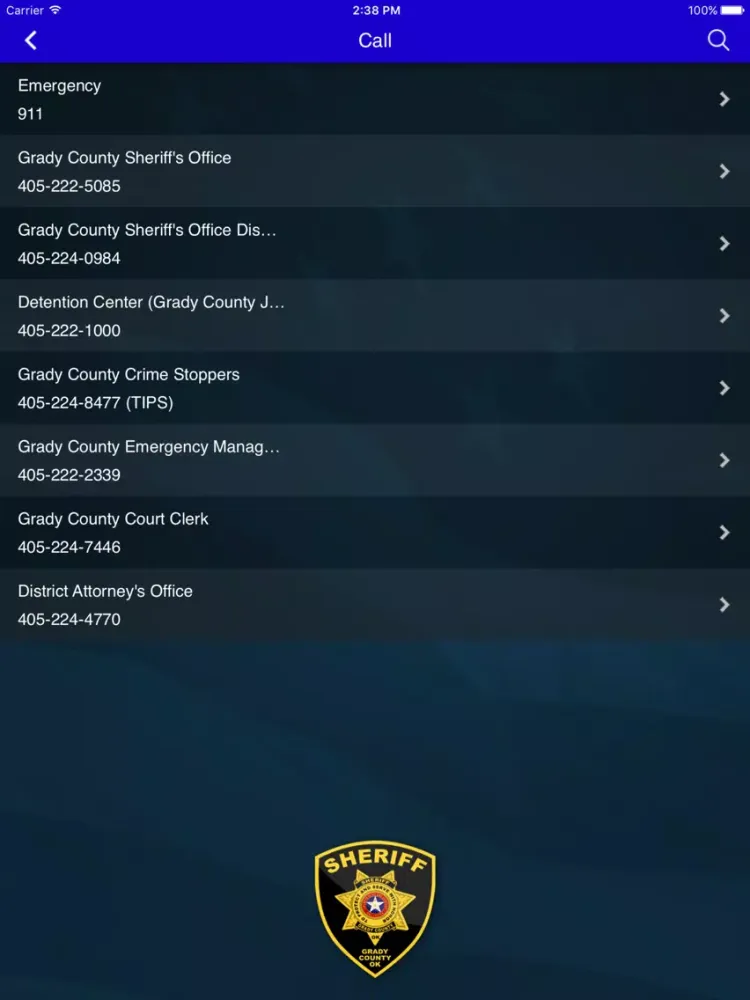 Grady County Sheriff's Office iPad  Screenshots