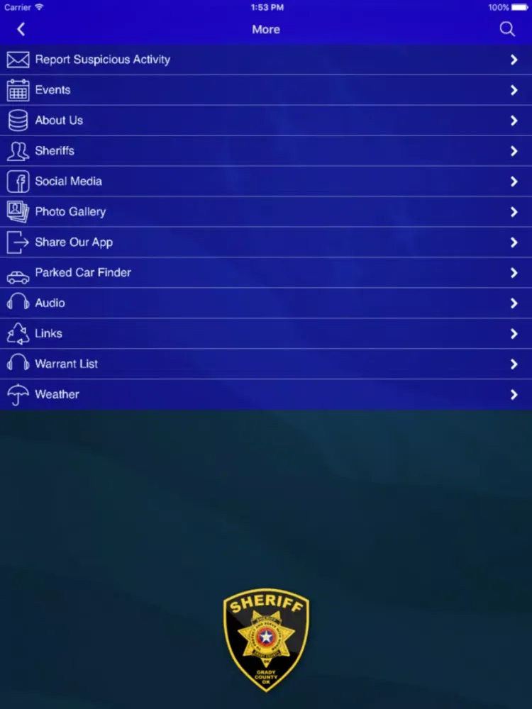 Grady County Sheriff's Office iPad  Screenshots
