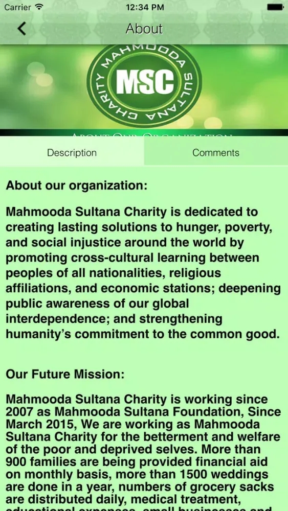 Ảnh chụp màn hình của MS Charity