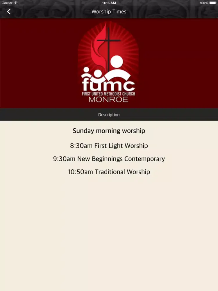Capturas de pantalla de First United Methodist Church Monroe iPad 