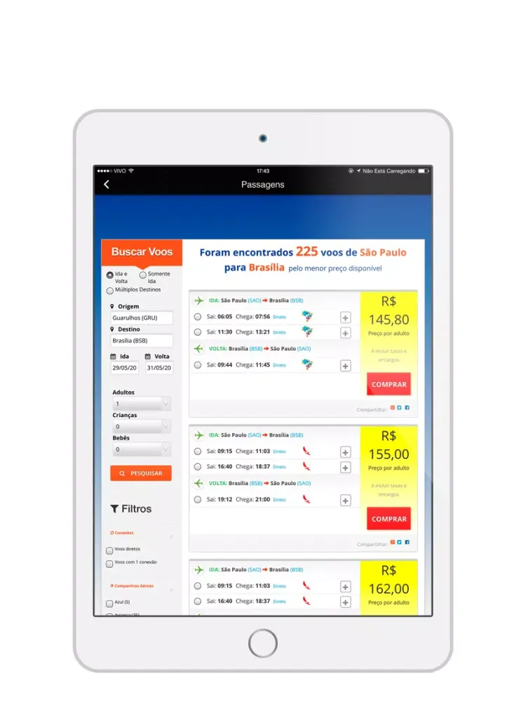Tangkapan skrin Blau Viagens e Eventos iPad 