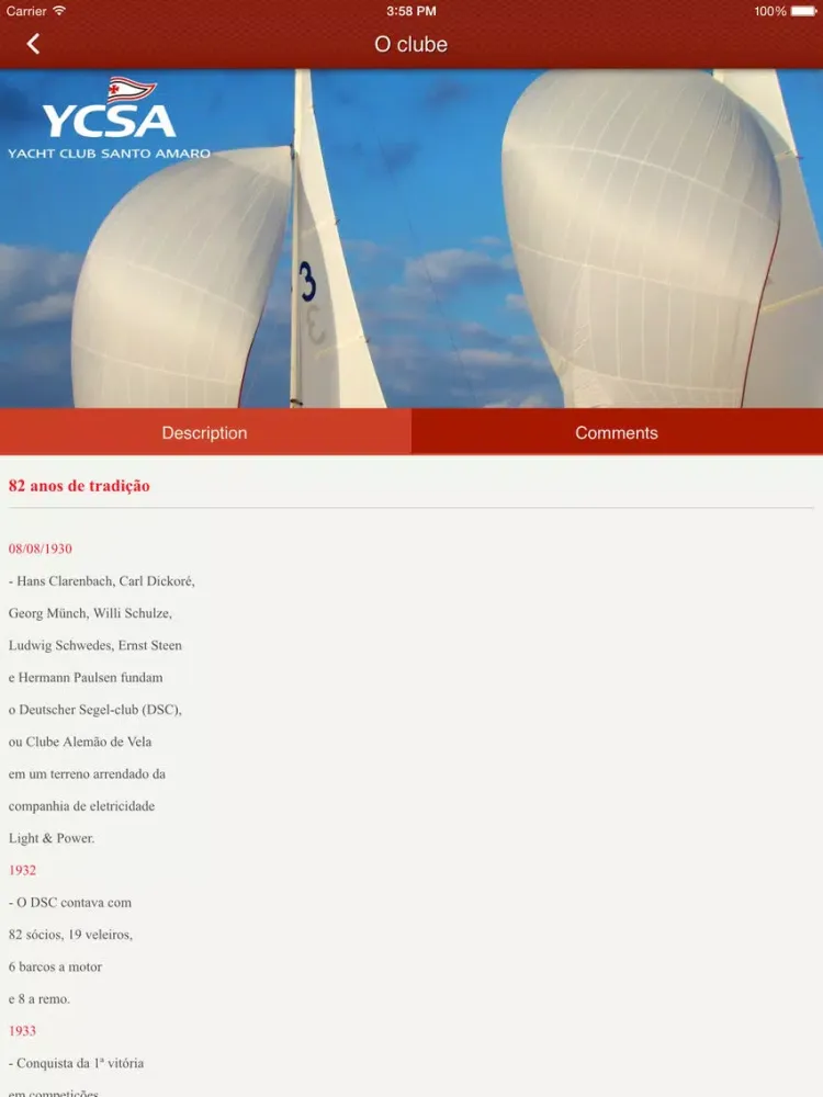 Ảnh chụp màn hình của Yacht Club Santo Amaro iPad 