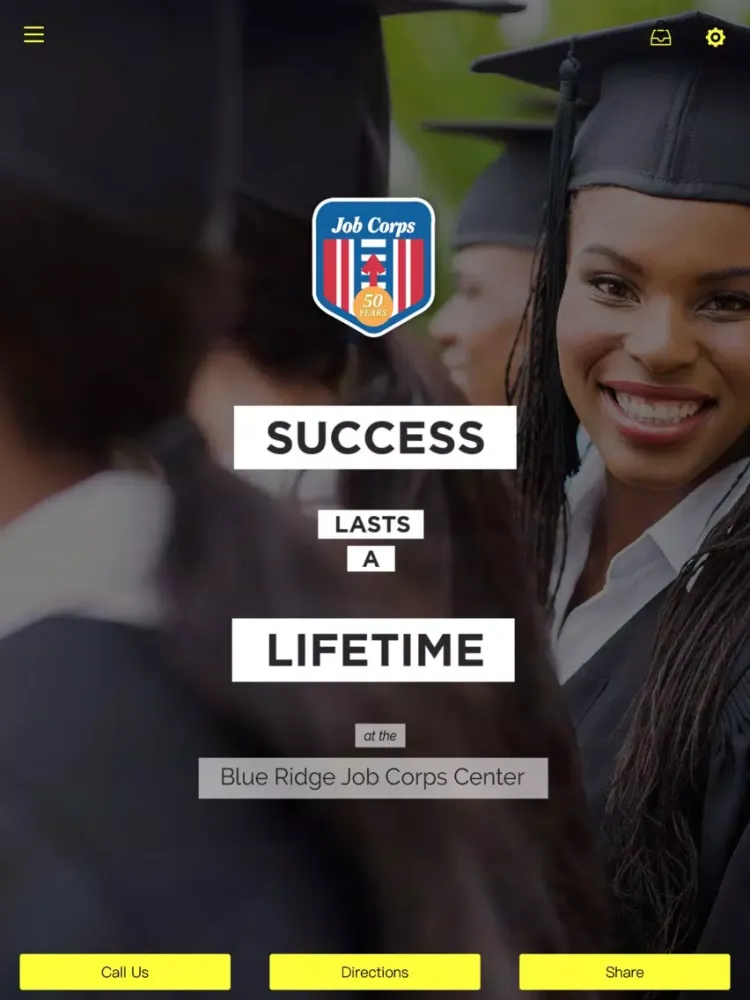 Tangkapan layar Job Corps Blue Ridge App iPad 