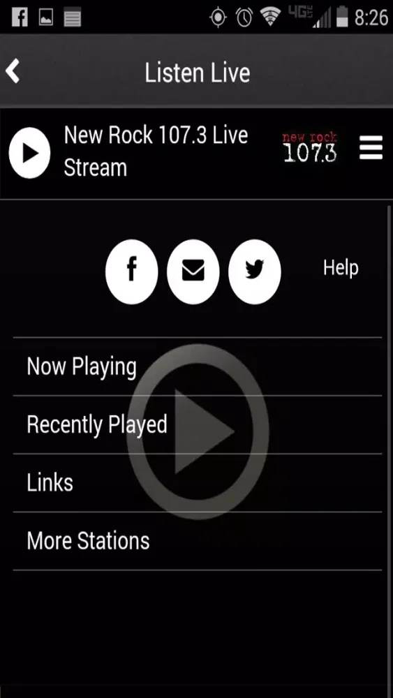 Capturas de tela do New Rock 107.3