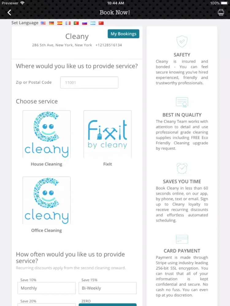 Скриншоты Cleany Mobile App iPad 