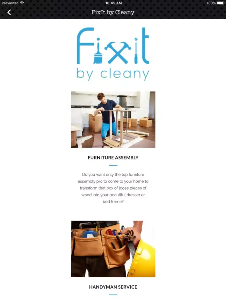Скриншоты Cleany Mobile App iPad 