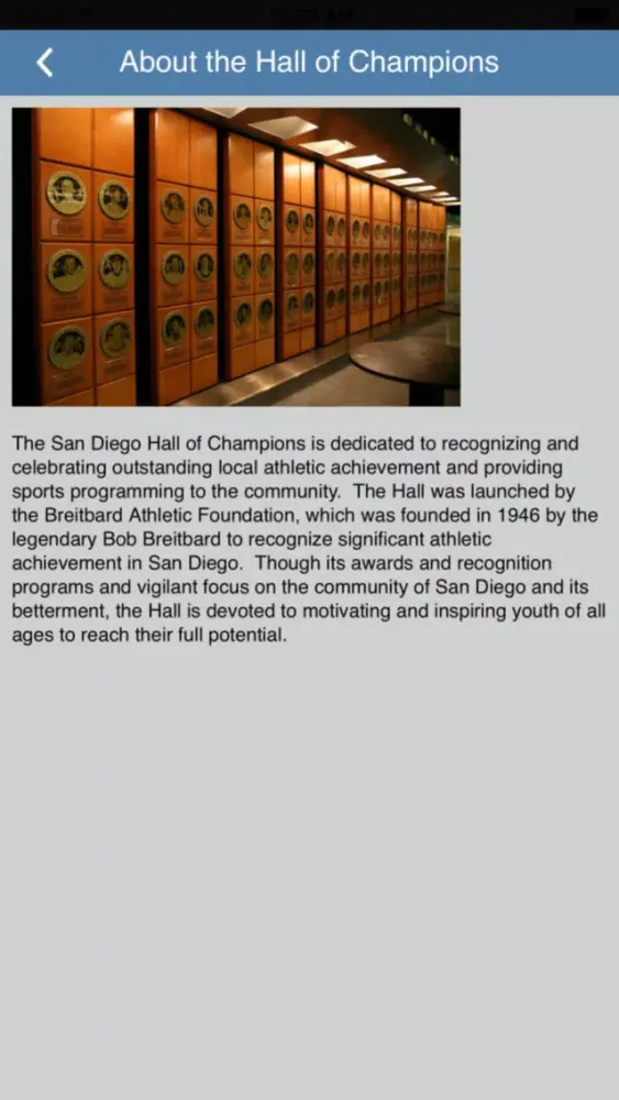 Ảnh chụp màn hình của San Diego Hall of Champions