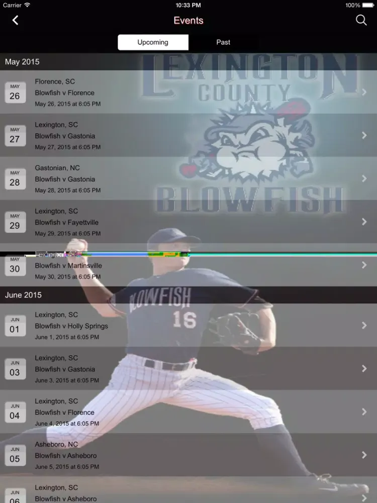 Blowfish Baseball Lexington SC iPad 应用截图