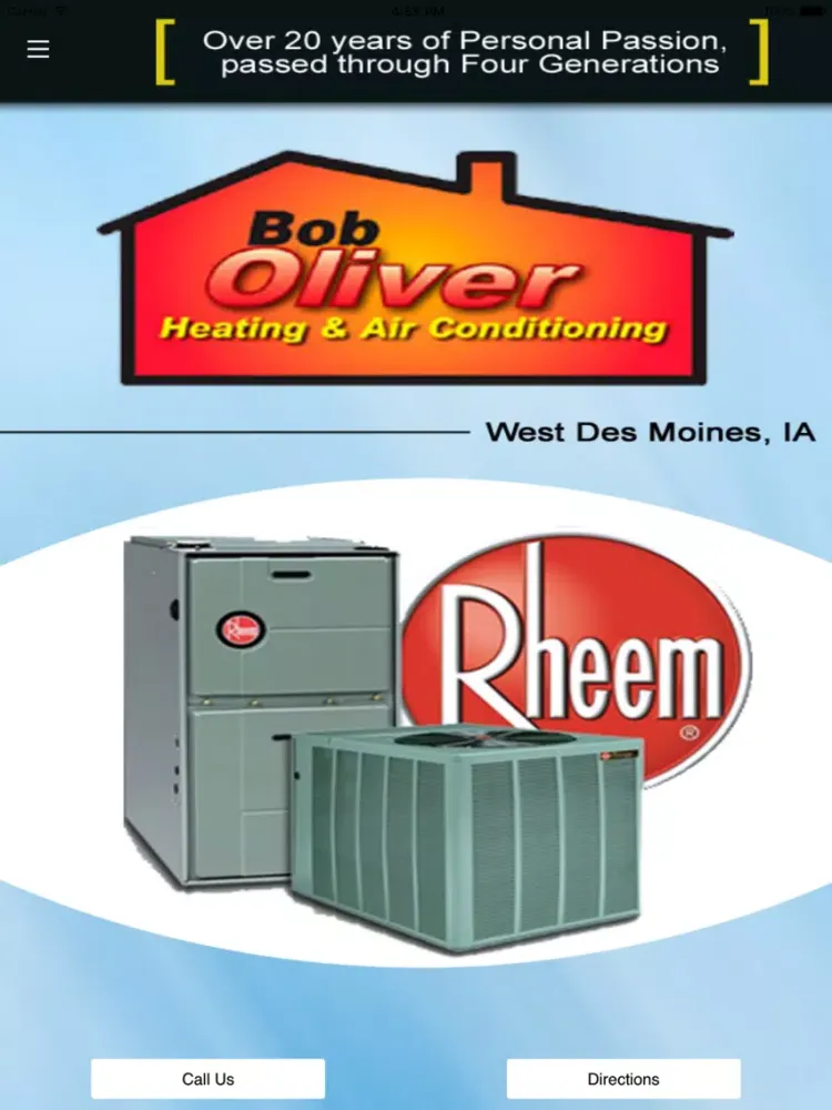 Tangkapan layar Bob Oliver Heating & Air Conditioning iPad 
