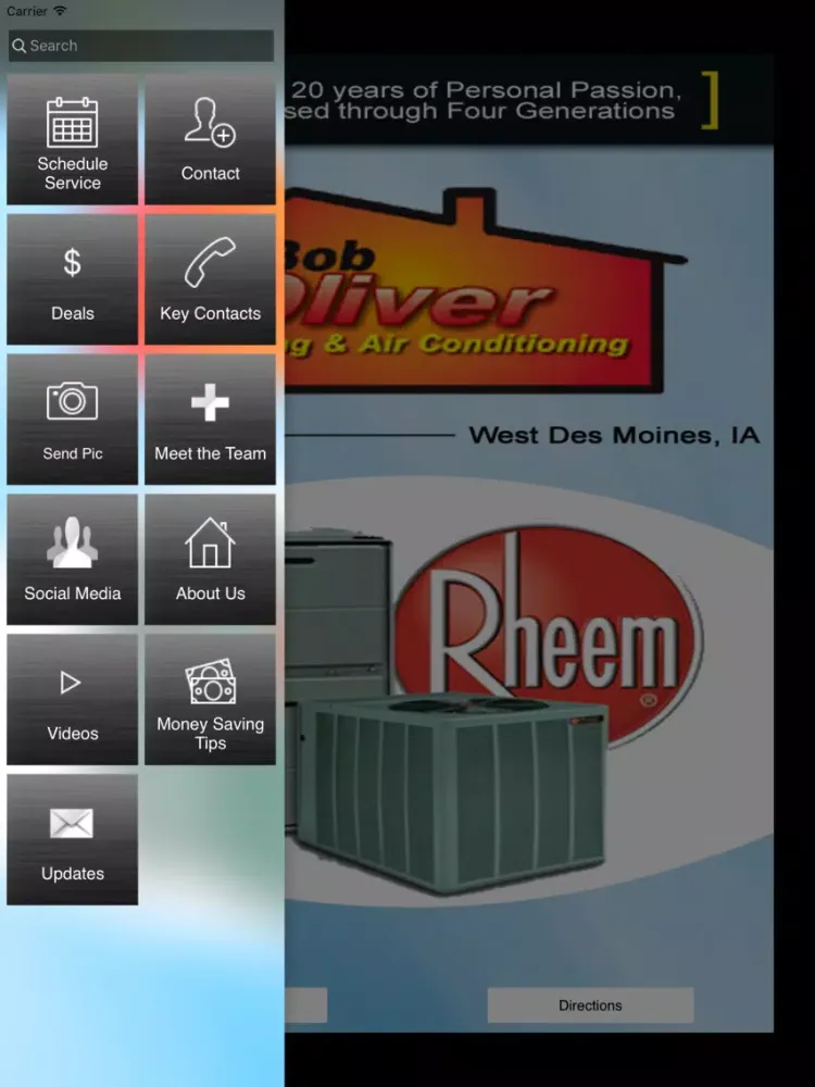 Tangkapan layar Bob Oliver Heating & Air Conditioning iPad 