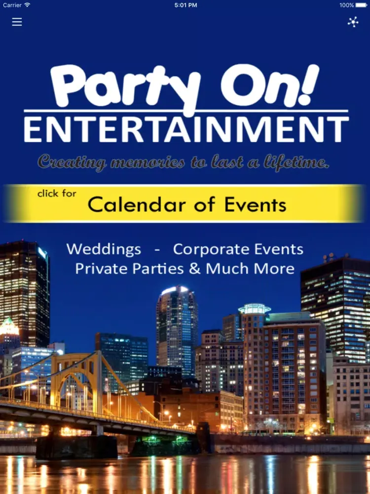 Tangkapan layar Party On Entertainment iPad 