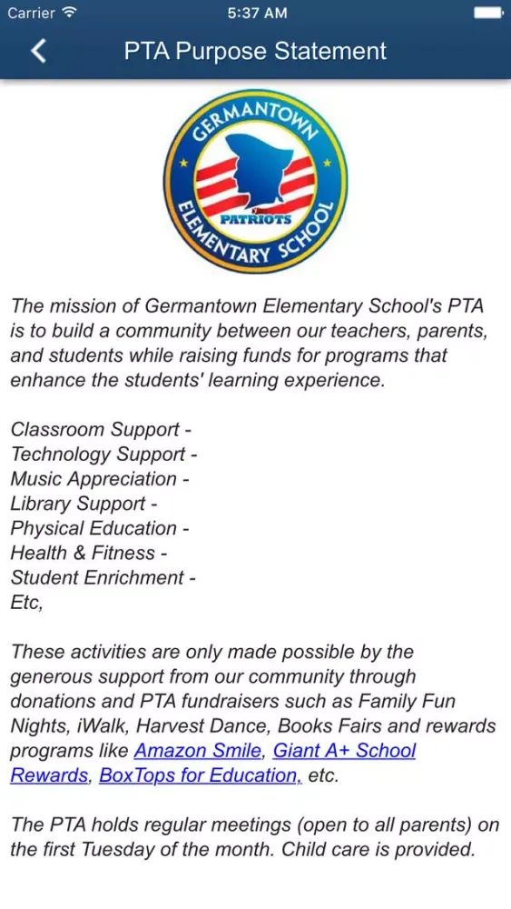 Tangkapan layar Germantown Elementary PTA