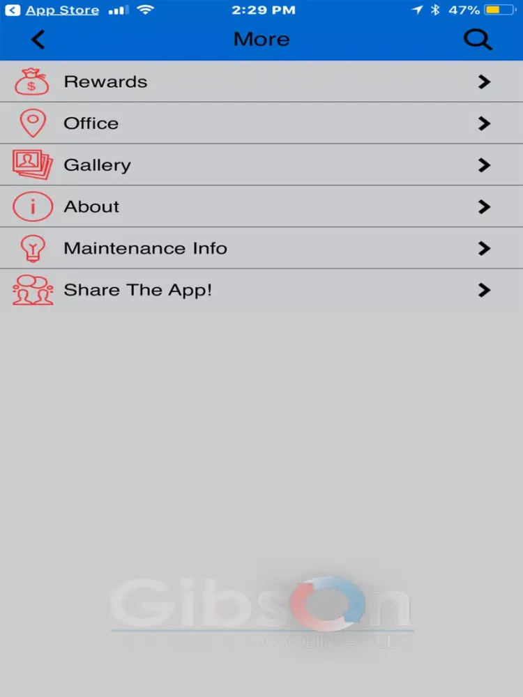 Tangkapan layar Gibson HVAC iPad 