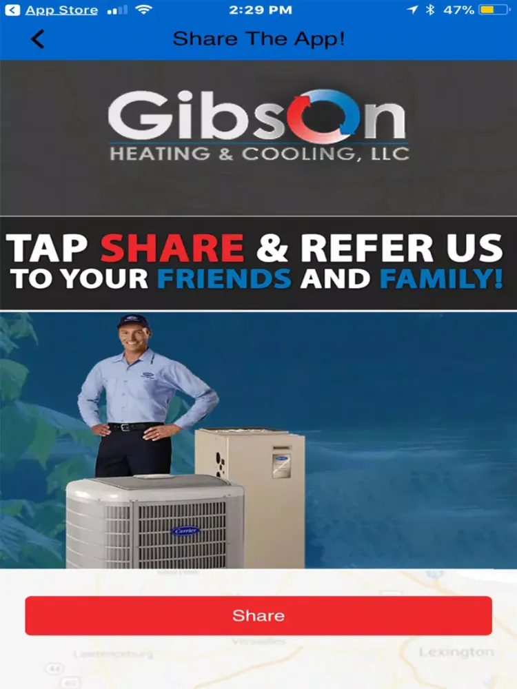 Tangkapan layar Gibson HVAC iPad 
