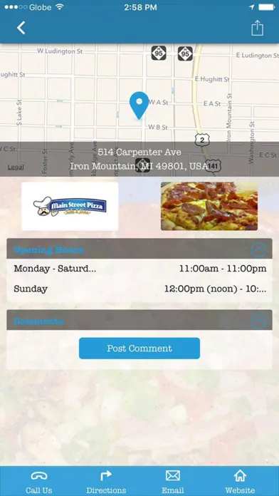Capturas de pantalla de Main Street Pizza - Pizza, Subs & more - Location in Gladstone & Iron Mountain Michigan
