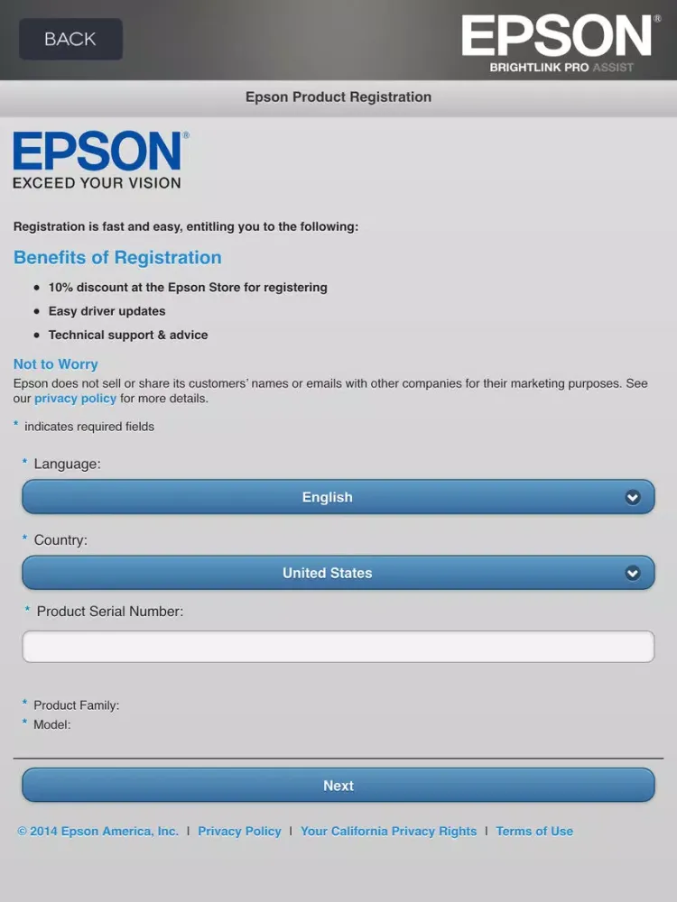 Epson BrightLink Pro Assist iPad  سکرین شاٹس