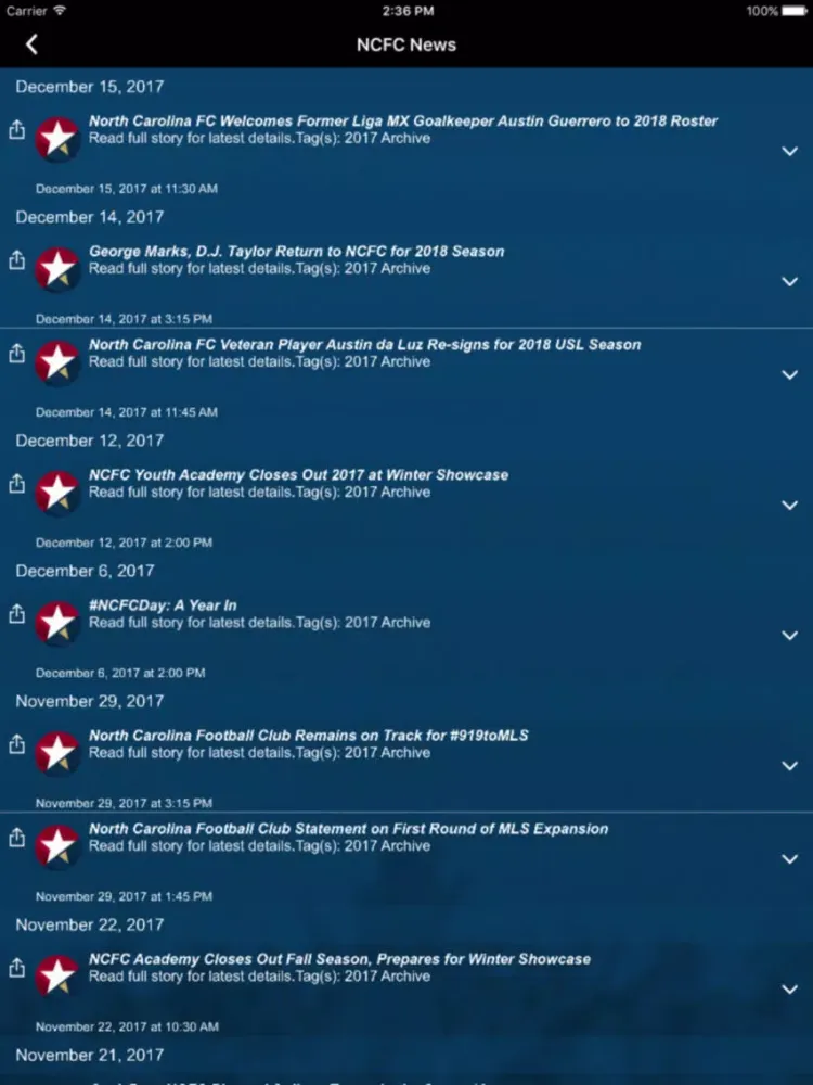 North Carolina FC/Courage iPad  স্ক্রিনশট