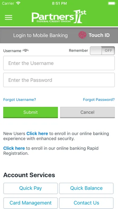 Partners 1st FCU Mobile Screenshots