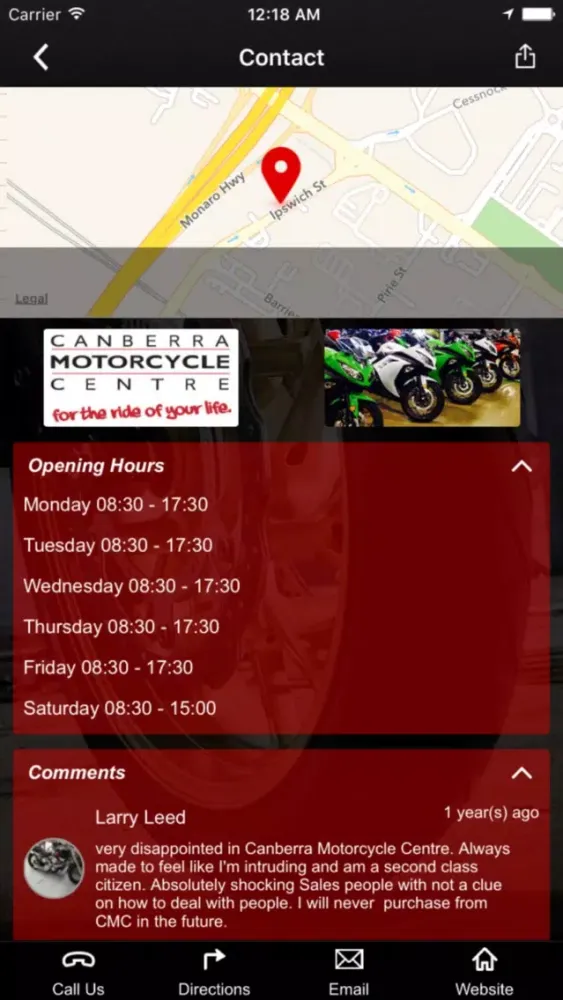 Ảnh chụp màn hình của Canberra Motorcycle Centre