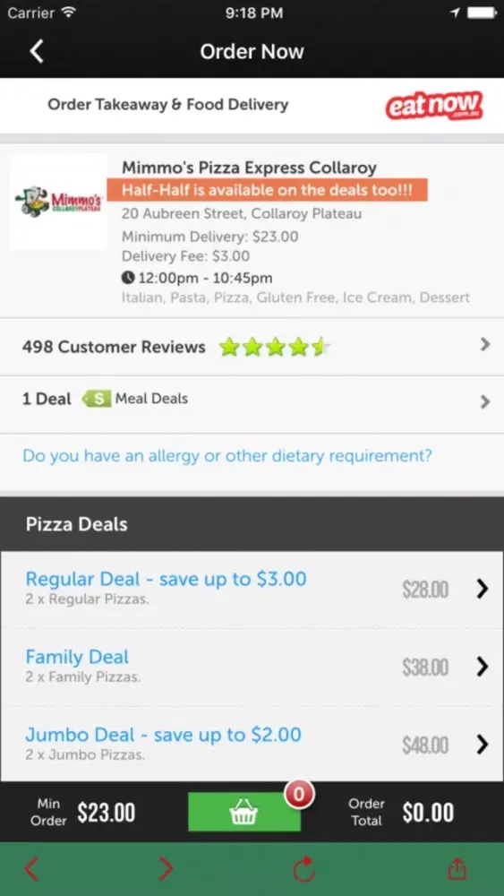 Capturas de tela do Mimmo's Pizza Express