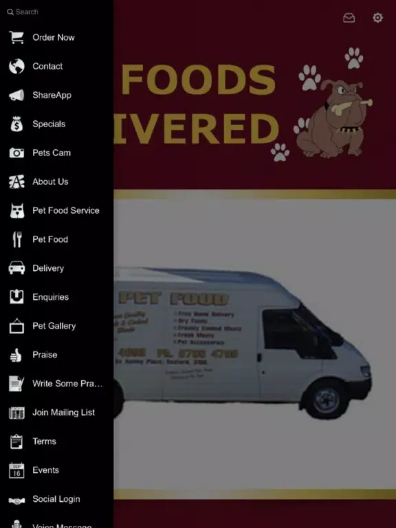 Tangkapan skrin Pet Foods Delivered iPad 