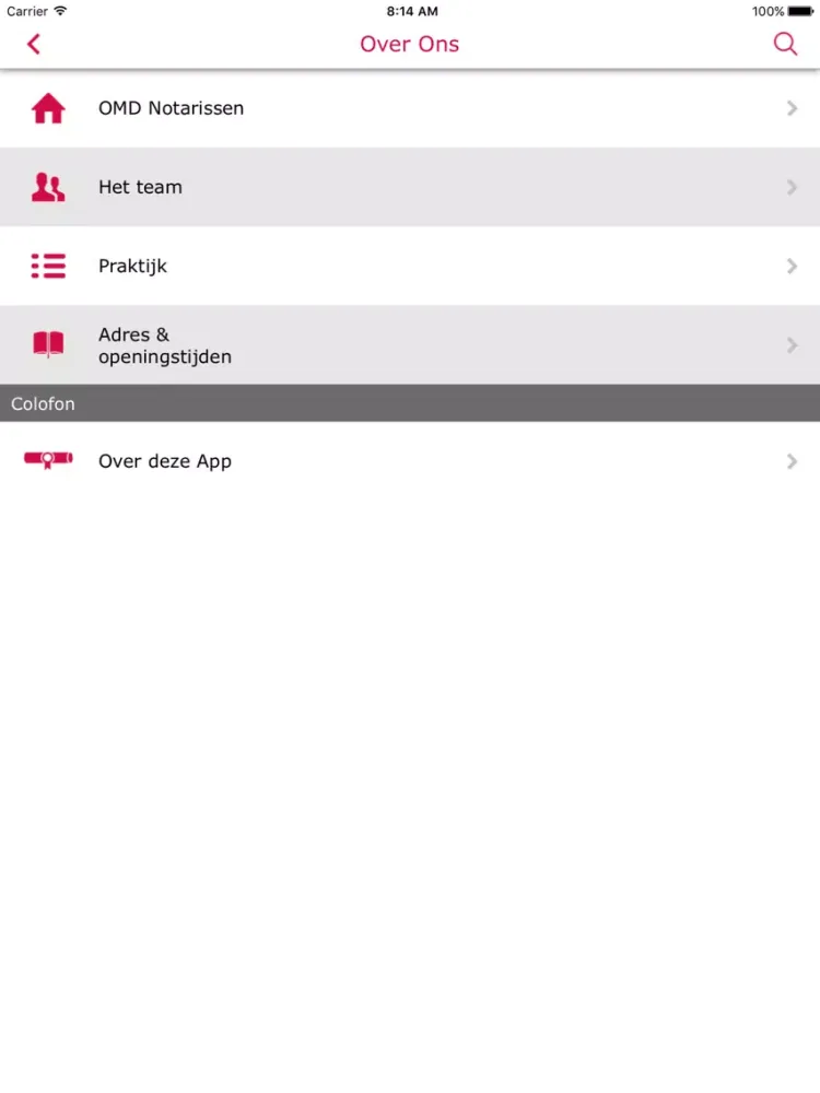 OMD Notarissen iPad Screenshots